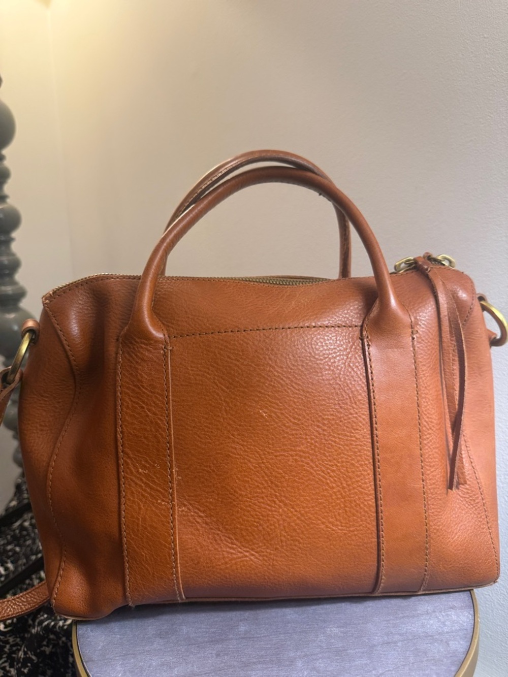 Madewell The Prague satchel crossbody in a cognac brown leather. - Picture 6 of 16
